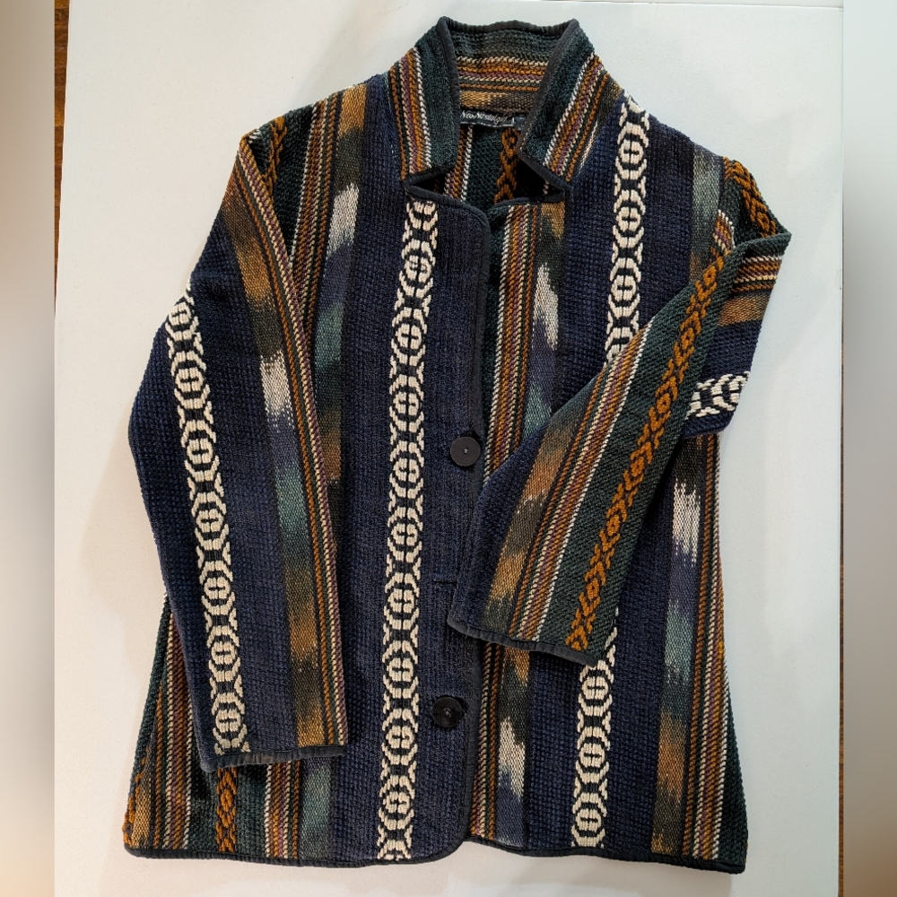 Vintage Nos Nostalgia cotton Southwestern woven earthy boho jacket. Medium - Picture 15 of 16